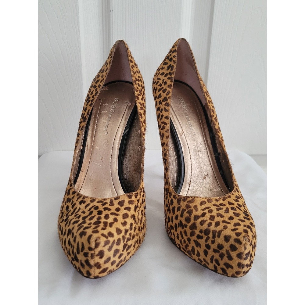 BCBGeneration Parade 2 Leopard Calf Hair Platform Pumps Heels Women's 8.5B - Picture 4 of 13